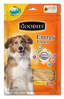 GOODIES Energy Treat Chicken Liver, Medium, 500 g with Free Jerhigh Stick Made with Real Chicken Meat 125g - 500g
